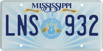 MS license plate LNS932