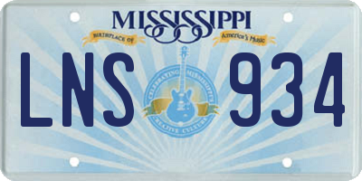 MS license plate LNS934