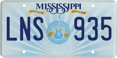 MS license plate LNS935