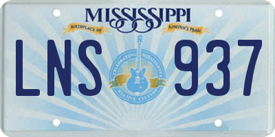 MS license plate LNS937