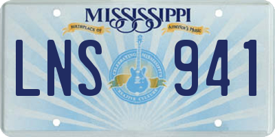MS license plate LNS941