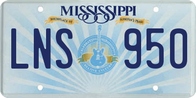 MS license plate LNS950