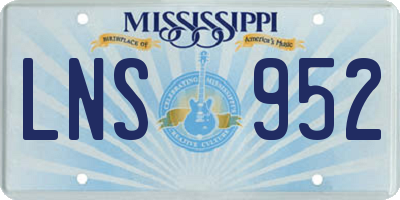 MS license plate LNS952