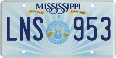 MS license plate LNS953