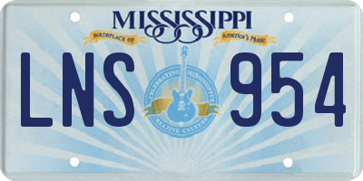 MS license plate LNS954