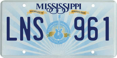 MS license plate LNS961