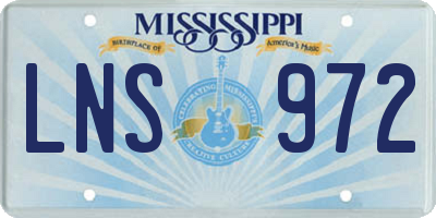MS license plate LNS972