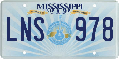 MS license plate LNS978