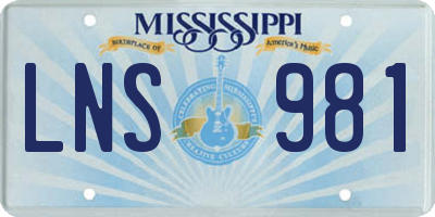 MS license plate LNS981