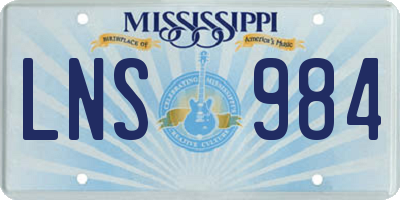 MS license plate LNS984