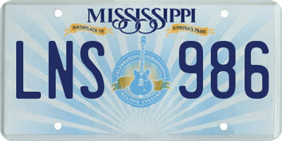 MS license plate LNS986
