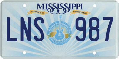 MS license plate LNS987