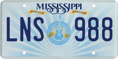 MS license plate LNS988