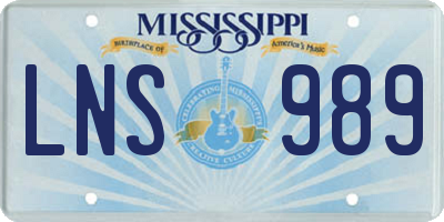 MS license plate LNS989