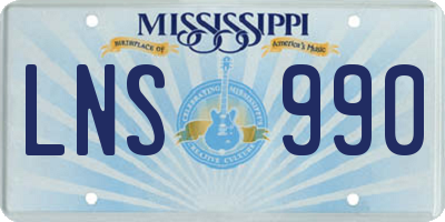 MS license plate LNS990