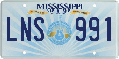 MS license plate LNS991