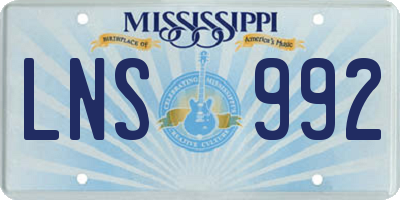 MS license plate LNS992
