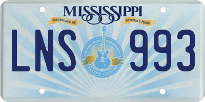 MS license plate LNS993
