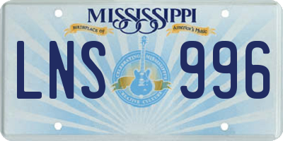 MS license plate LNS996