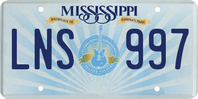 MS license plate LNS997