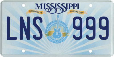 MS license plate LNS999