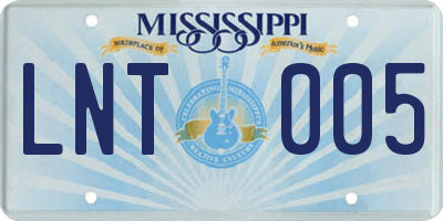 MS license plate LNT005