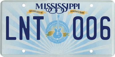 MS license plate LNT006