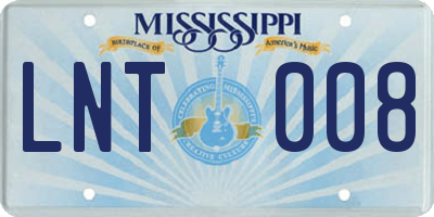 MS license plate LNT008
