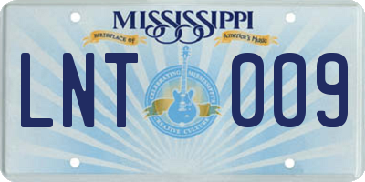 MS license plate LNT009