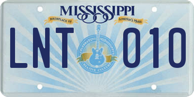 MS license plate LNT010