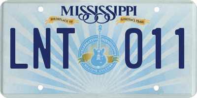 MS license plate LNT011