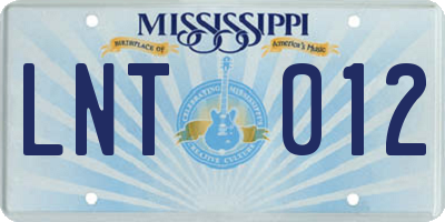 MS license plate LNT012