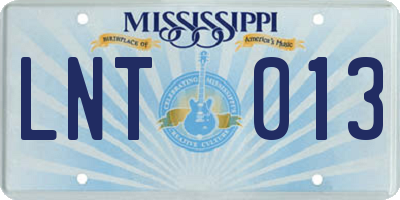 MS license plate LNT013
