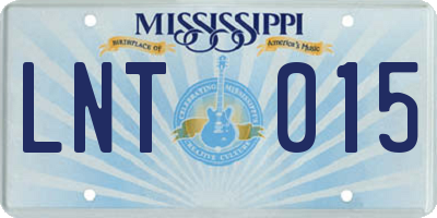 MS license plate LNT015