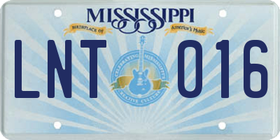 MS license plate LNT016