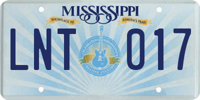 MS license plate LNT017