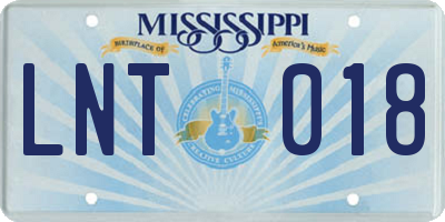MS license plate LNT018