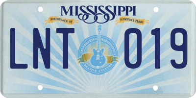 MS license plate LNT019