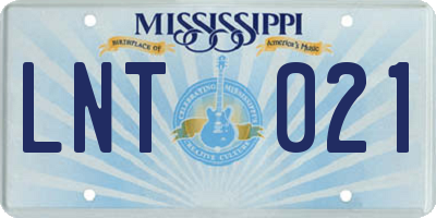 MS license plate LNT021