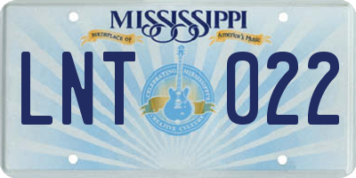 MS license plate LNT022