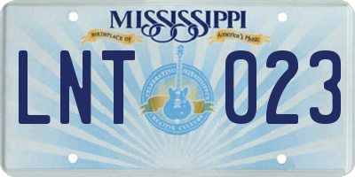 MS license plate LNT023