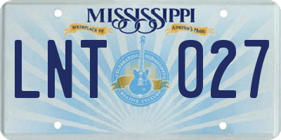 MS license plate LNT027