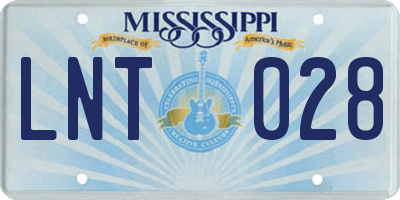 MS license plate LNT028