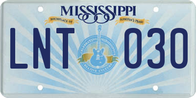MS license plate LNT030
