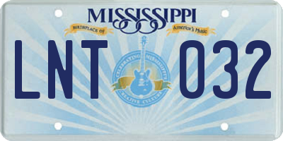 MS license plate LNT032