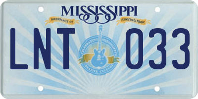MS license plate LNT033