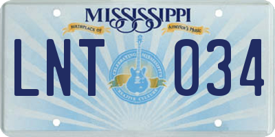 MS license plate LNT034