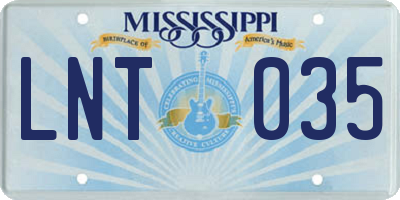 MS license plate LNT035