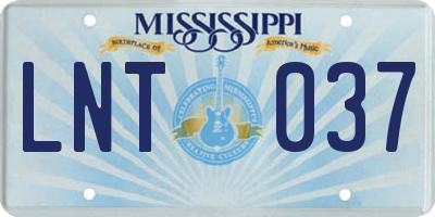 MS license plate LNT037