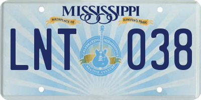 MS license plate LNT038